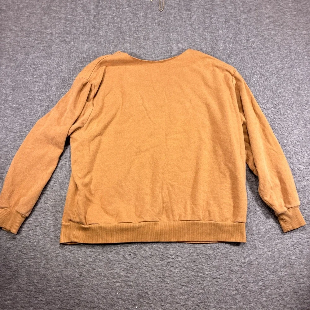 Baggy Montana Graphic Sweatshirt Womens XL Brown Distressed Raw Neck - Picture 6 of 10